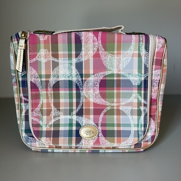 Coach Poppy Multicolor Madras Cosmetic Bag - Picture 1 of 8